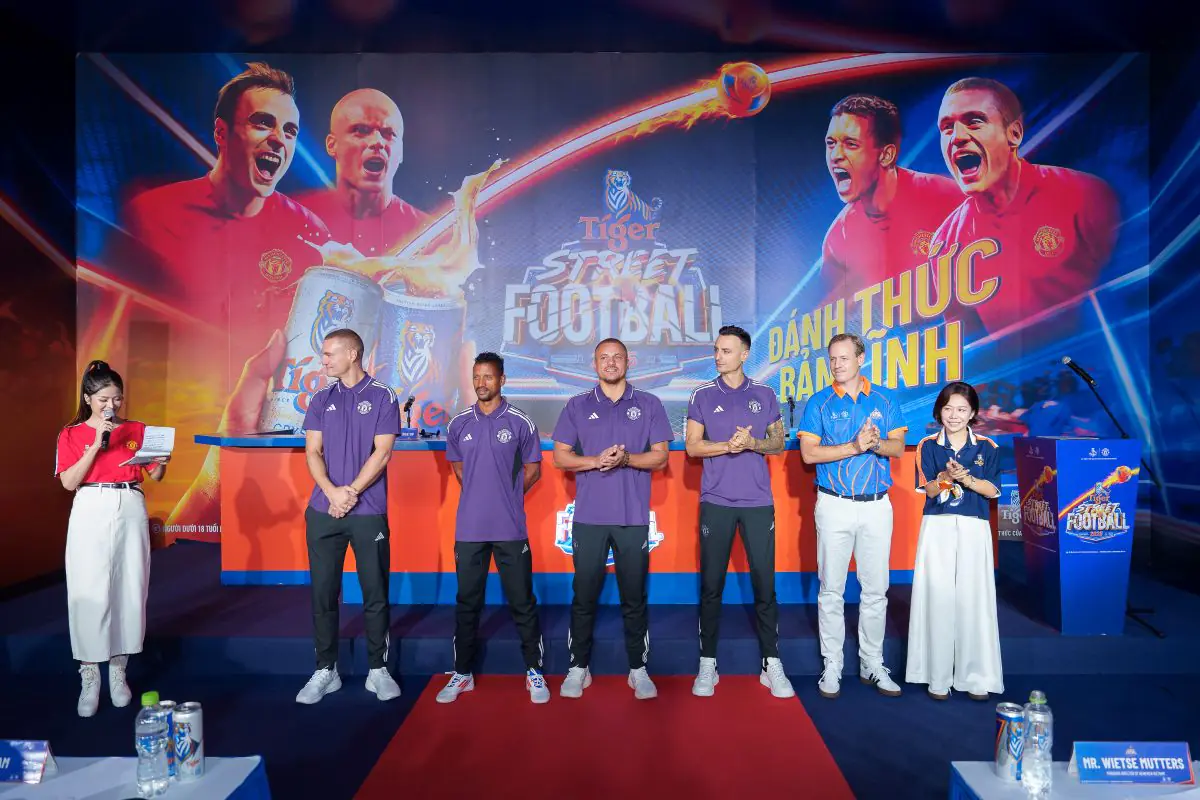 Sự kiện Chung kết toàn quốc Tiger Street Football 2025 do Tiger Beer tổ chức có sự góp mặt của những huyền thoại Manchester United
